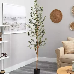 Tall Potted Olive Branch Tree, 82 in.