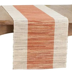 Tan and Orange Shimmer Banded Table Runner