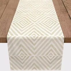 Tan and White Diamond Table Runner, 90 in.