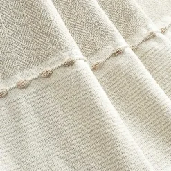 Tan and White Herringbone Stripe Throw