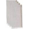 Tan and White Two-Tone Fringe Napkins, Set of 4