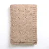 Tan Chenille Cable Knit Throw