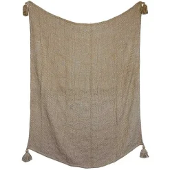 Tan Corner Tassel Throw Blanket