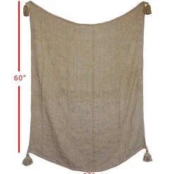 Tan Corner Tassel Throw Blanket
