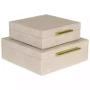 Tan Faux Shagreen 2-pc. Square Decorative Boxes