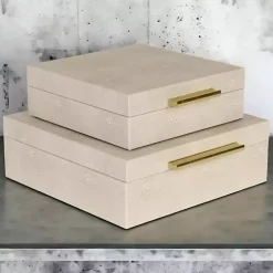 Tan Faux Shagreen 2-pc. Square Decorative Boxes