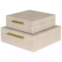 Tan Faux Shagreen 2-pc. Square Decorative Boxes