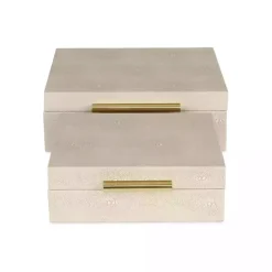 Tan Faux Shagreen 2-pc. Square Decorative Boxes