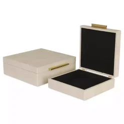 Tan Faux Shagreen 2-pc. Square Decorative Boxes