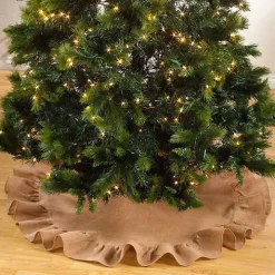 Tan Jute Ruffle Trim Christmas Tree Skirt, 53 in.