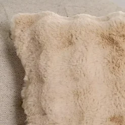 Taupe Faux Fur Bubble Pillow