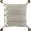 Taupe Kantha Stitch Recycled Throw Pillow