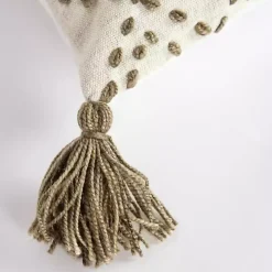 Taupe Kantha Stitch Recycled Throw Pillow