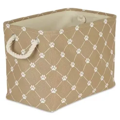 Taupe Trellis Paw Print Storage Basket, 14 in.