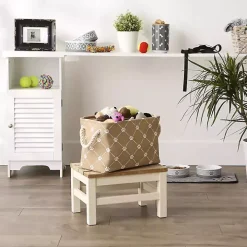 Taupe Trellis Paw Print Storage Basket, 14 in.