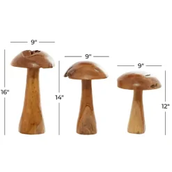 Teakwood Mushroom 3-pc. Sculpture Set