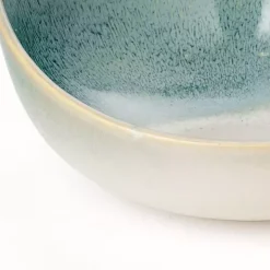 Teal & White Ceramic Decorative Bowls, Set of 3