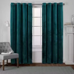 Teal Heavyweight Velvet Curtain Panel Set, 84 in.
