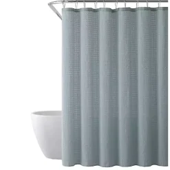 Teal Waffle Cotton Blend Shower Curtain