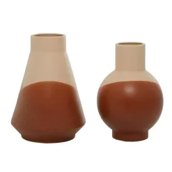 Terracotta Modern Ceramic Vases, Set of 2