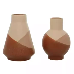 Terracotta Modern Ceramic Vases, Set of 2