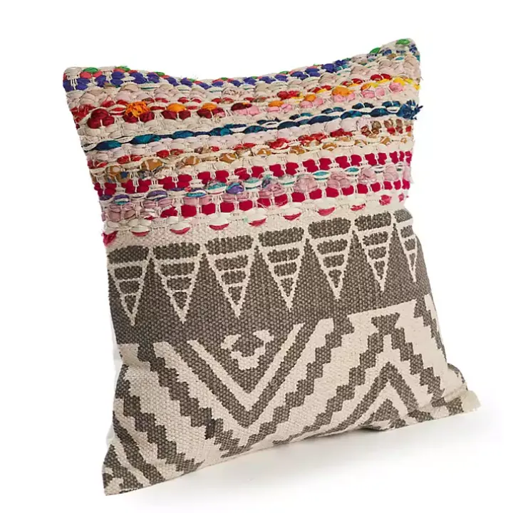 Textured Geometric Boho Pillow
