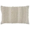 Textured Ivory Fringe Lumbar Throw Pillow