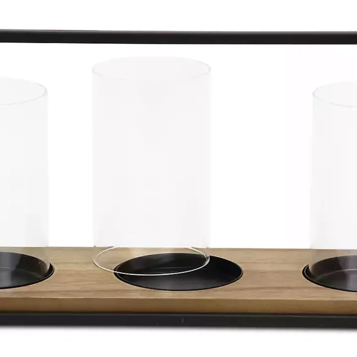 Three Glass Inserts Black Metal Lantern