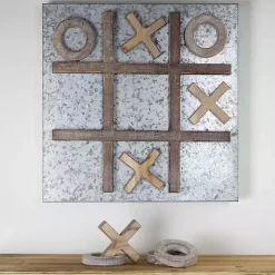 Tic Tac Toe Wood and Metal Magnetic Memo Board
