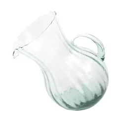Tilted Ribbed Glass Pitcher