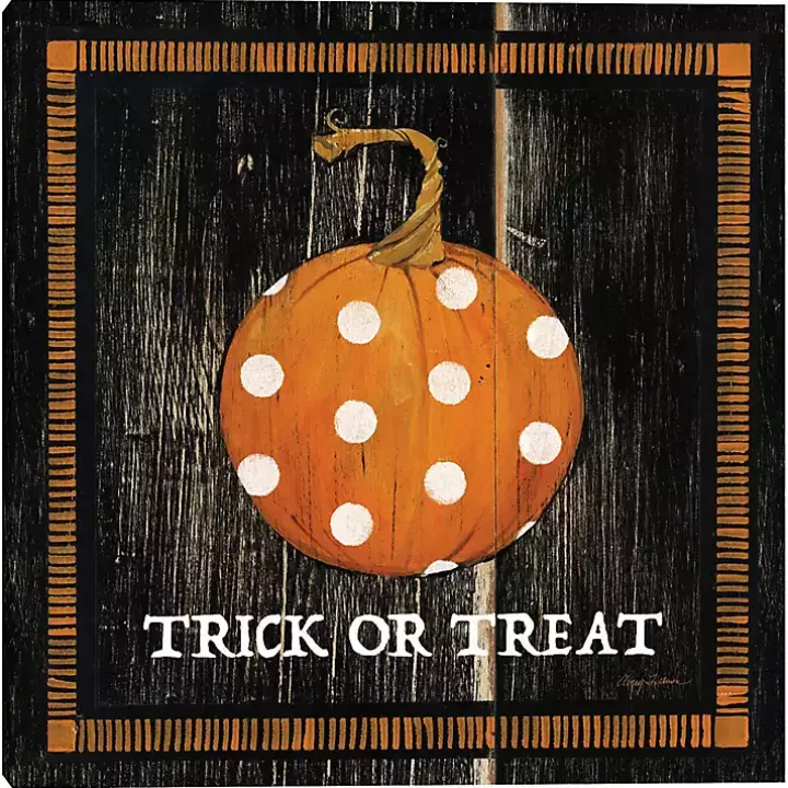 Trick or Treat Polka Dot Pumpkin Canvas Art Print