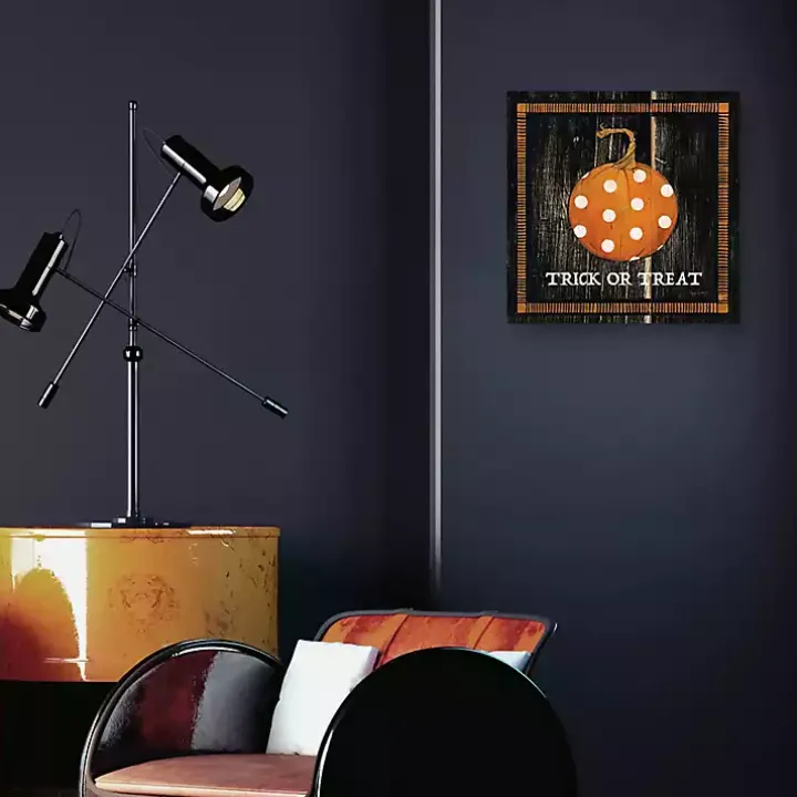 Trick or Treat Polka Dot Pumpkin Canvas Art Print