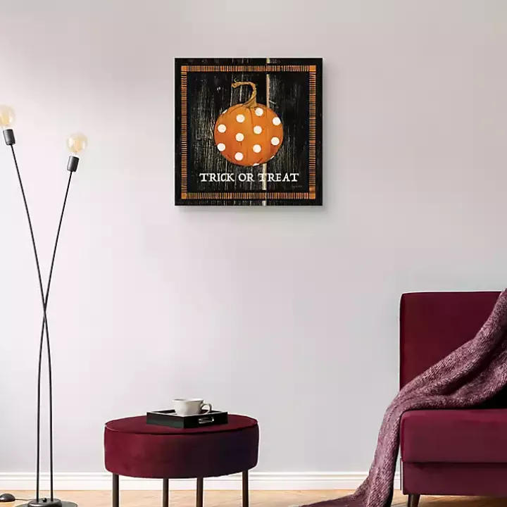 Trick or Treat Polka Dot Pumpkin Canvas Art Print