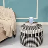 Tufted Black Mini Check Pouf