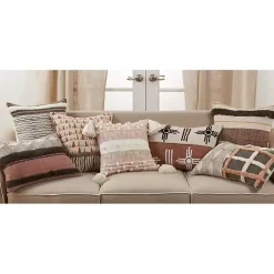 Tufted Chevron Plaid Cotton Lumbar Pillow