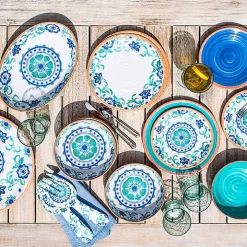 Turquoise Melamine Rio Ceral Bowls, Set of 6