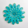 Turquoise Metal Flower Outdoor Wall Plaque