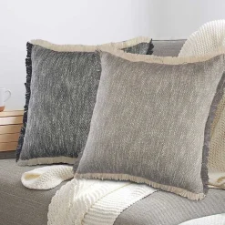 Two-Tone Gray Woven Accent Pillow