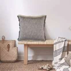 Two-Tone Gray Woven Accent Pillow