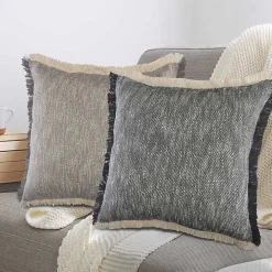 Two-Tone Navy Woven Accent Pillow