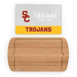 USC Trojans Wood and Glass Serving Board