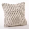 Vanilla Crochet Pom Pom Cotton Throw Pillow