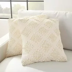 Vanilla Knotted Diamond Throw Pillows, Set of 2