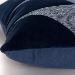 Velvet Navy Monochrome Shapes Throw Pillow