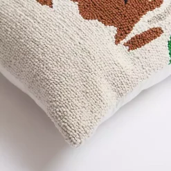 Vintage Cheerful Santa Hooked Christmas Pillow