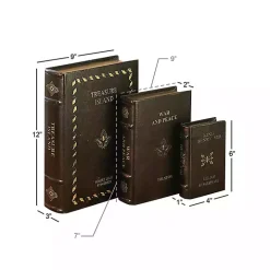 Vintage Classics Faux Leather Book Boxes, Set of 3