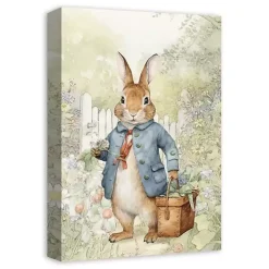 Vintage Garden Bunny Canvas Art Print