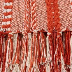 Vintage Red Braided Fringe Throw