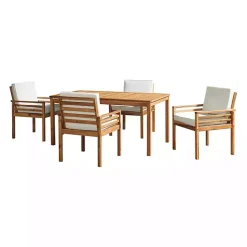 Warm Acacia Wood Slatted 5-pc. Outdoor Dining Set