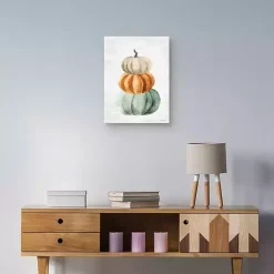Watercolor Pumpkin Stack Canvas Art Print